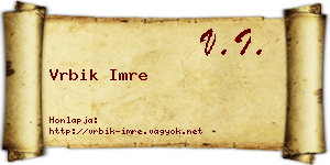 Vrbik Imre névjegykártya